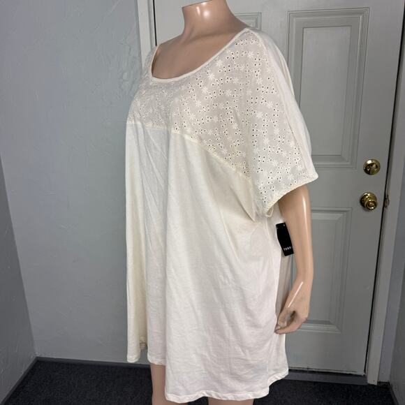 NEW Torrid Women's Shirt Top 4X Eyelet Scoop neck Casual Cotton Boho Relaxed S3 - Picture 3 of 6